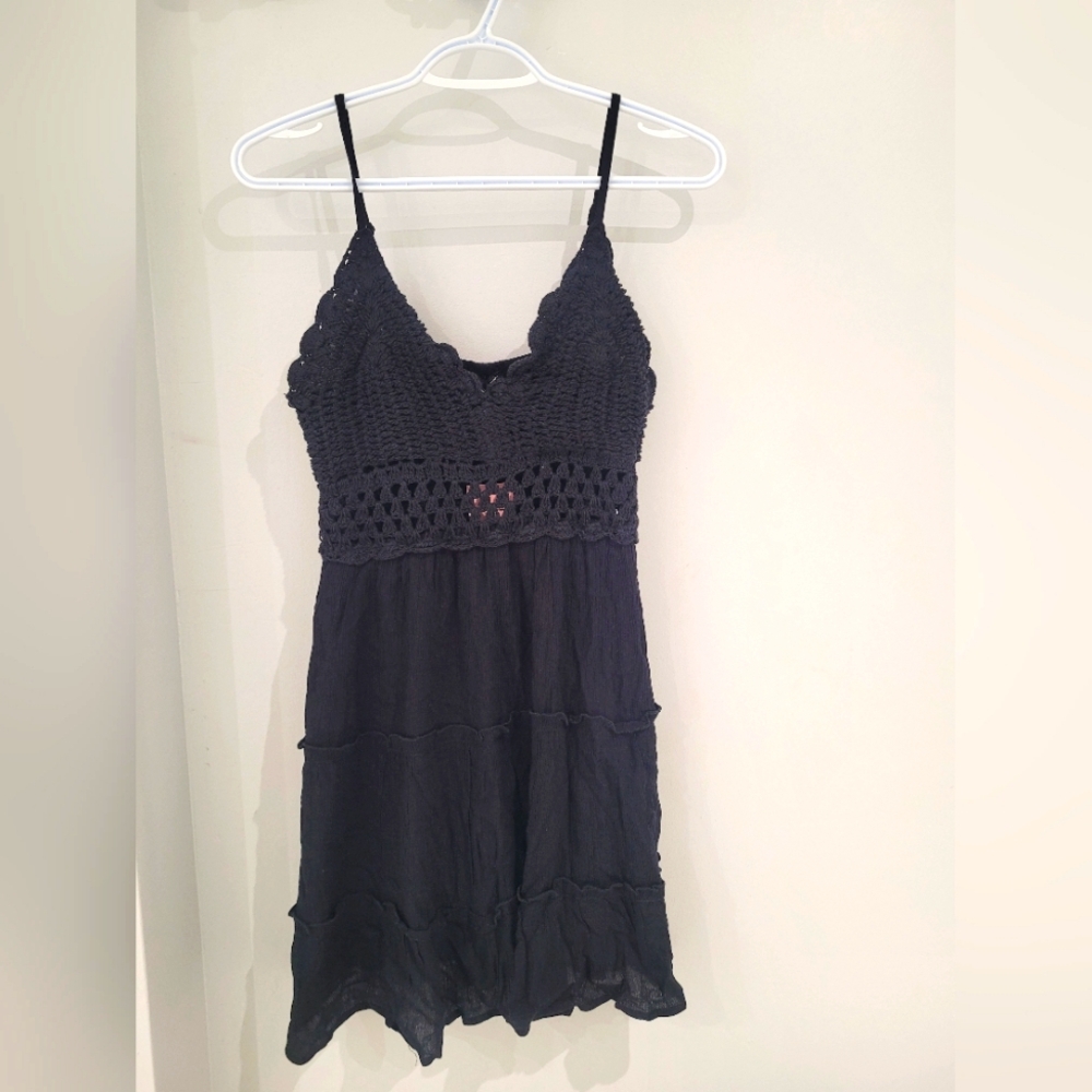 NWT- Black Crochet Detail Dress-MEDIUM